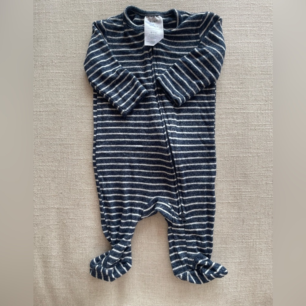 aden + anais Navy and White Striped Kids Footie